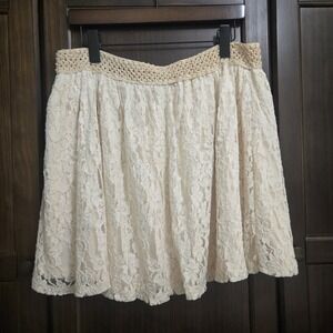 Deb Lace Skater Skirt Elastic‎ Waist Lined Cream Fairycore Coquette Girly Y2K 3X